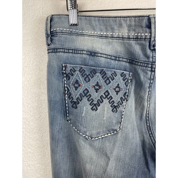 Vintage Bongo Womens Jeans Size 13 Lightwash Flare Leg Embroidered Boho 90's Y2K - Picture 9 of 12